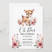 オーディアウォーターカラーフローラ誕生日パーティー 招待状 (正面/裏面)