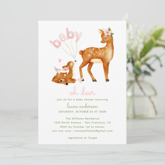 オーディアウォーター色フローラベビーシャワー 招待状 (スタンド正面)