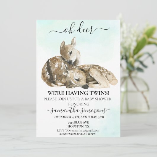 オーディアウォーター色ベビーシャワーツイン 招待状 (スタンド正面)