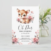 オーディアウォーター色赤面ピンクのバラ誕生日パーティー 招待状 (スタンド正面)