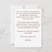 オーディアウッドランズディアベビーシャワー サンキューカード (裏面)