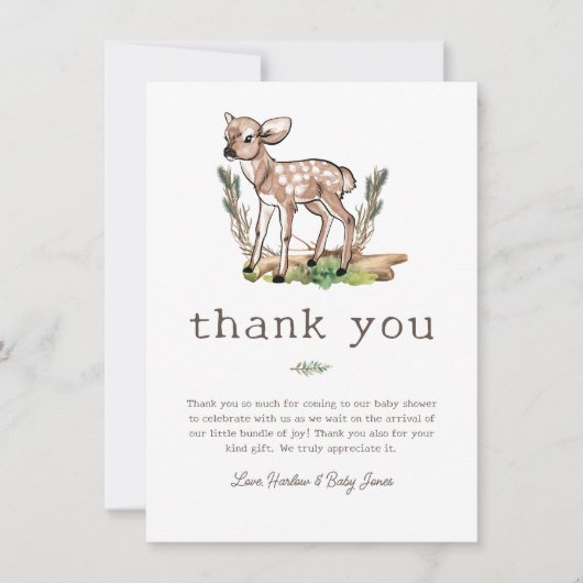 オーディアウッドランドディアベビーシャワー サンキューカード (正面)