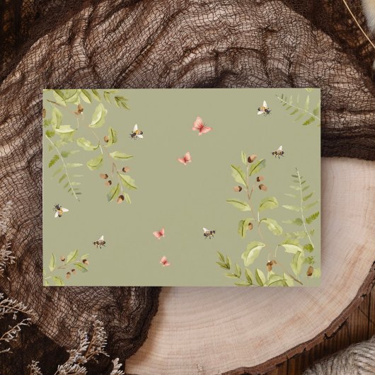 オーディアウッドランドベイビーシャワーフォレスト動物 招待状