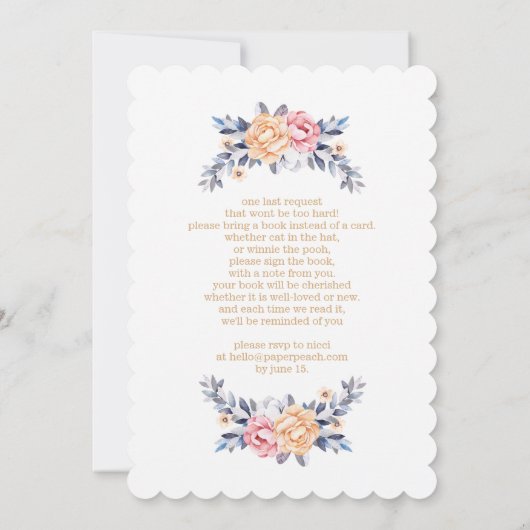 オーディアウッドランドベビーガールシャワー招待状 招待状 (裏面)