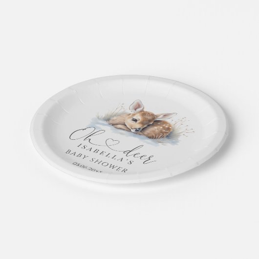 オーディアウッドランド冬の赤ちゃんシャワー ペーパープレート (アングル)