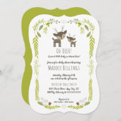 オーディアウッドランド動物ニュートラル性赤ちゃんシャワー 招待状 (正面/裏面)