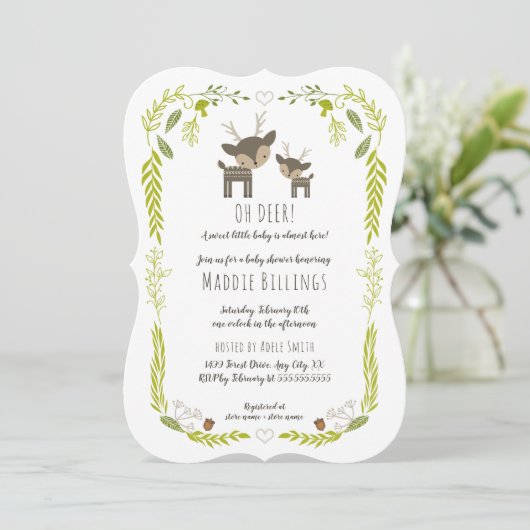 オーディアウッドランド動物ニュートラル性赤ちゃんシャワー 招待状 (スタンド正面)