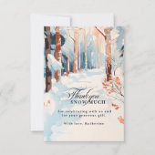 オーディアウッドランド雪サンキュー多くの赤ちゃんシャワー サンキューカード (正面)