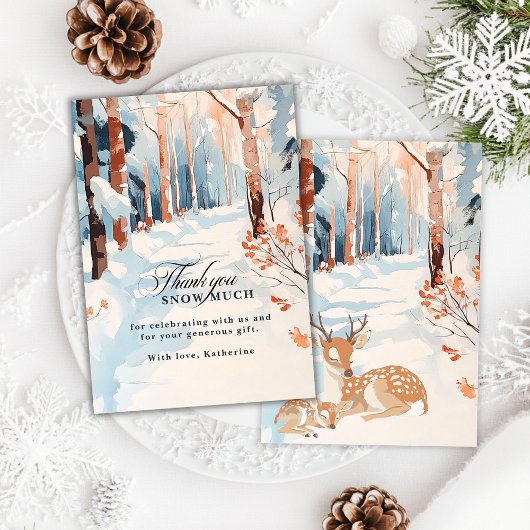 オーディアウッドランド雪サンキュー多くの赤ちゃんシャワー サンキューカード