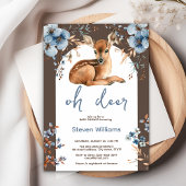 オーディアキュートな森の素朴な花模様赤ちゃんシャワー 招待状