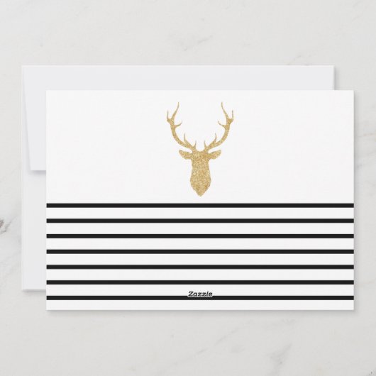 オーディアクリスマスはこちらフェイク金ゴールドグリッター鹿 シーズンカード (裏面)