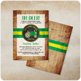 オーディアグリーントラクターベビーシャワー招待状 招待状