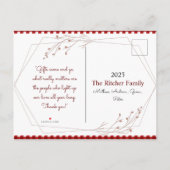 オーディアグレイグリッターキラキラのクリスマスプレゼント インビテーションポストカード (裏面)