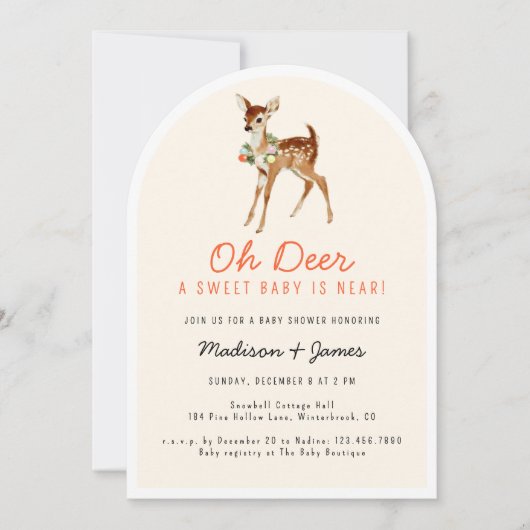 オーディアスウィートレトロクリスマスウィンターベビーシャワー 招待状 (正面)