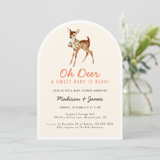 オーディアスウィートレトロクリスマスウィンターベビーシャワー 招待状 (スタンド正面)