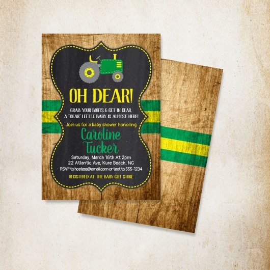 オーディアトラクターベビーシャワー招待状カード 招待状