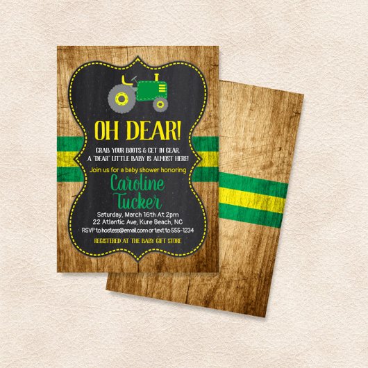 オーディアトラクターベビーシャワー招待状カード 招待状