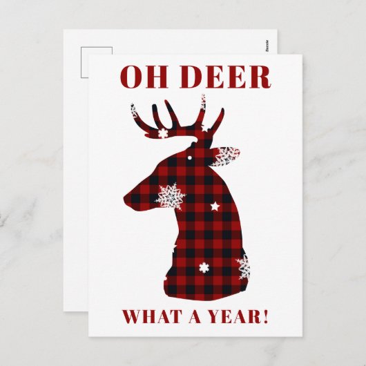 オーディアバッファロープレイドスノーフレーククリスマス シーズンポストカード (正面/裏面)