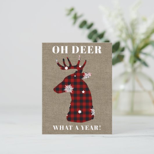 オーディアバッファロープレイドスノーフレークバーラップクリスマス シーズンポストカード (スタンド正面)