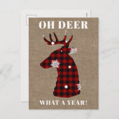 オーディアバッファロープレイドスノーフレークバーラップクリスマス シーズンポストカード (正面/裏面)