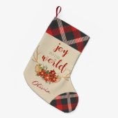 オーディアピンクの耳とウッドランド〔雄ジカの〕枝角 スモールクリスマスストッキング (正面 (吊り時))