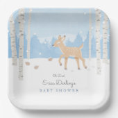 オーディアフォレスト |ウッドランドテーマ冬のベビーシャワー ペーパープレート (正面)