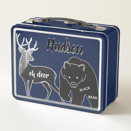 オーディアブラックベアーレトロタイポグラフィ引用文 メタルランチボックス (裏面)