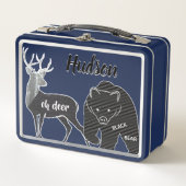 オーディアブラックベアーレトロタイポグラフィ引用文 メタルランチボックス (正面)