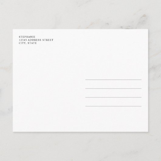 オーディアベイビーシャワーウォーターカラーピンクグリッター招待状 ポストカード (裏面)