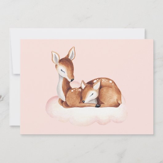 オーディアベイビーシャワーウォーターカラーピンクグリッター 招待状 (裏面)