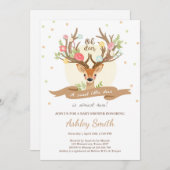 オーディアベイビーシャワー招待ウッドランド〔雄ジカの〕枝角 招待状 (正面/裏面)