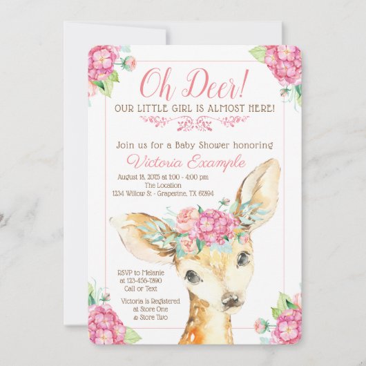 オーディアベビーガールシャワー招待状 招待状 (正面)