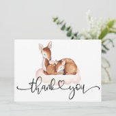 オーディアベビーシャワーウォーターカラーピンククラウド サンキューカード (スタンド正面)