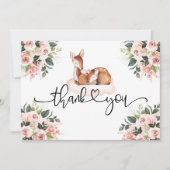 オーディアベビーシャワーウォーターカラーピンクフローラ サンキューカード (正面)