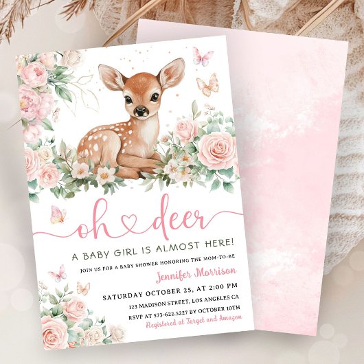 オーディアベビーシャワーピンクガール招待状 招待状