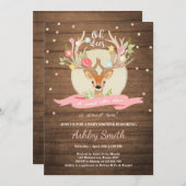 オーディアベビーシャワー招待状ウッドランドアントラーウッド 招待状 (正面/裏面)
