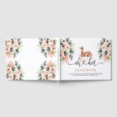 オーディアベビーシャワー水カラーフローラ子鹿Doe ゲストブック (全面)