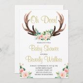 オーディアベビーシャワー水彩植物性フローラ 招待状 (正面/裏面)