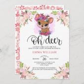 オーディアベビーシャワー水彩植物性フローラ 招待状 (正面/裏面)