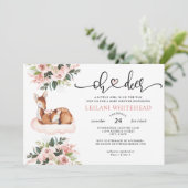 オーディアベビーシャワー水色フローラ植物 招待状 (スタンド正面)