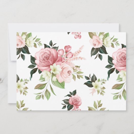 オーディアベビーシャワー水色フローラ植物 招待状 (裏面)