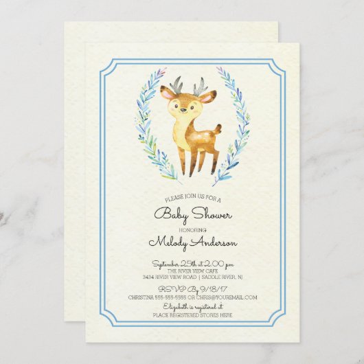 オーディアボーイズ赤ちゃんシャワーベビー招待状 招待状 (正面/裏面)