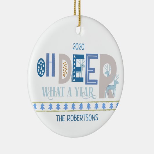 オーディアールー何年もおもしろいのクリスマスブルー セラミックオーナメント (右)