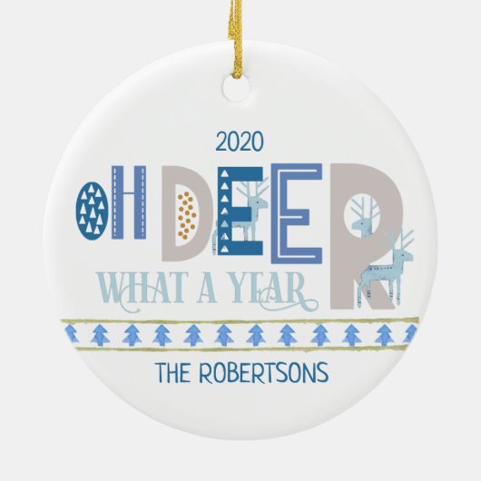 オーディアールー何年もおもしろいのクリスマスブルー セラミックオーナメント (裏面)