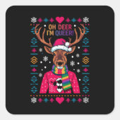 オーディア私は同性愛者LGBT LGBTQゲイプライド醜いクリスマス スクエアシール (正面)