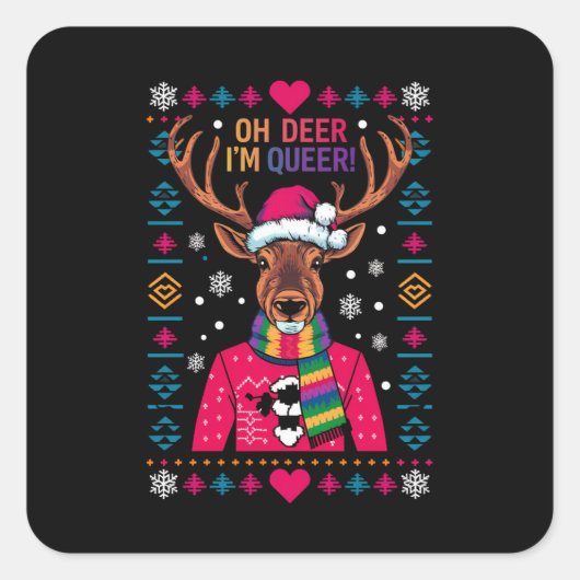 オーディア私は同性愛者LGBT LGBTQゲイプライド醜いクリスマス スクエアシール (正面)