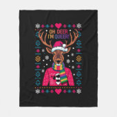 オーディア私は同性愛者LGBT LGBTQゲイプライド醜いクリスマス フリースブランケット (正面)