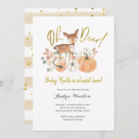 オーディア秋パンプキンベイビーシャワー招待状 招待状 (正面/裏面)