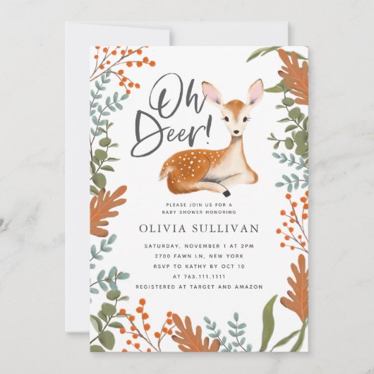 オーディア秋ベビーシャワー男女兼用 招待状 (正面)