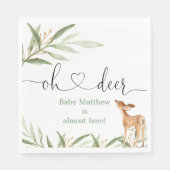 オーディア金ゴールドの緑の鹿の赤ちゃんシャワー スタンダードランチョンナプキン (正面)